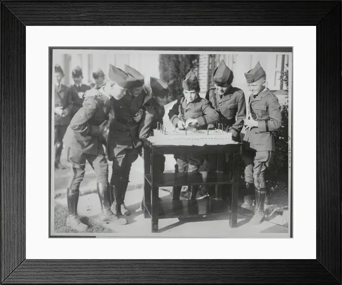 Framed Print : Jackie Coogan Cutting Cake at Military Academy Framed Print : Jackie Coogan Cutting Cake at Military Academy