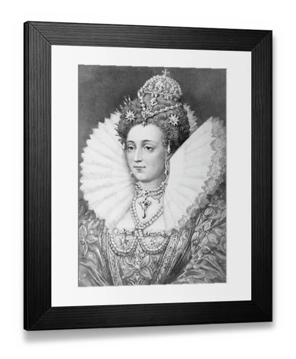 Framed Print : Engraving of Queen Elizabeth I in Royal Dress Framed Print : Engraving of Queen Elizabeth I in Royal Dress