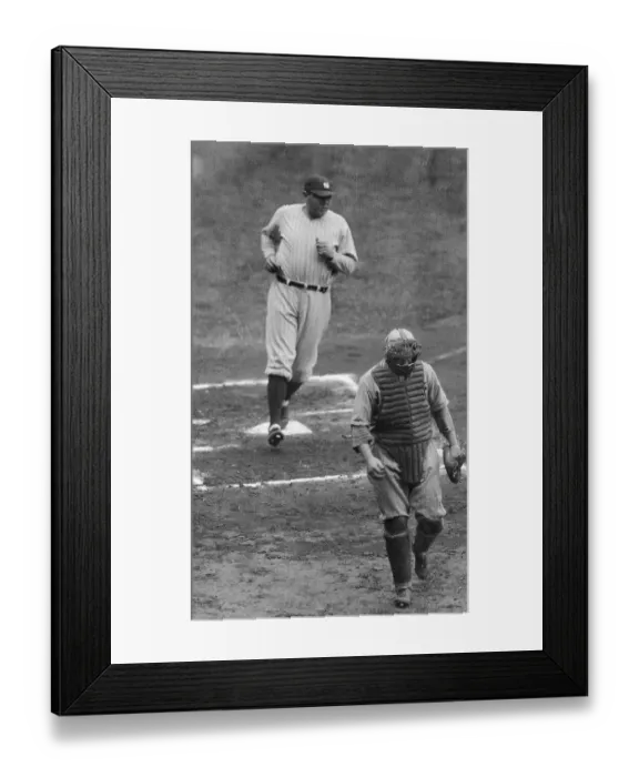 Framed Print : Babe Ruth Crossing Home Plate