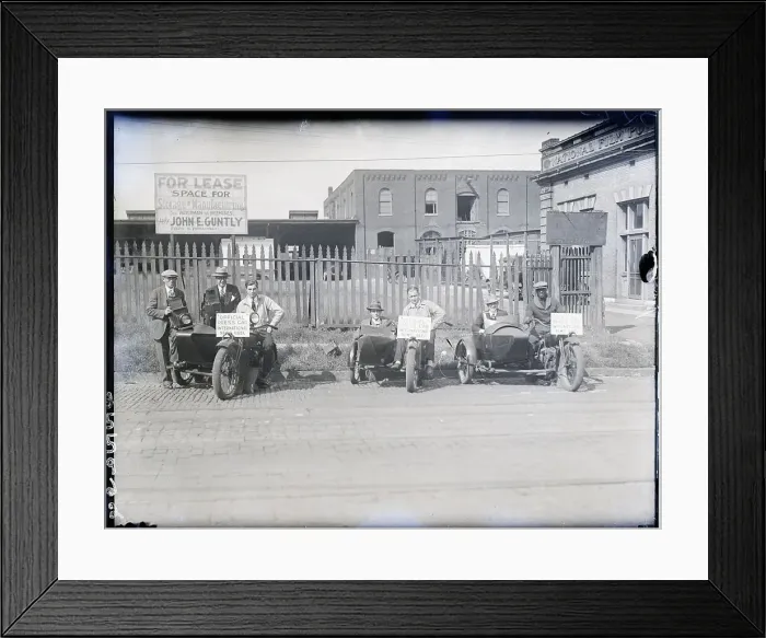 Framed Print : Newsmen In Motorcycles With Side Cars Framed Print : Newsmen In Motorcycles With Side Cars