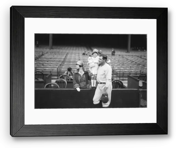 Framed Print : Babe Ruth with Wife and Daughter Before Game Framed Print : Babe Ruth with Wife and Daughter Before Game