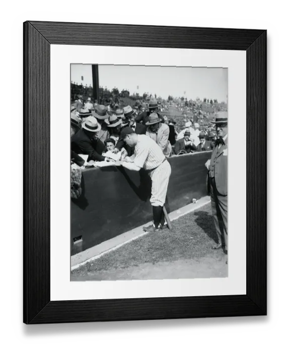 Framed Print : Babe Ruth Signing His Autograph for Fans Framed Print : Babe Ruth Signing His Autograph for Fans