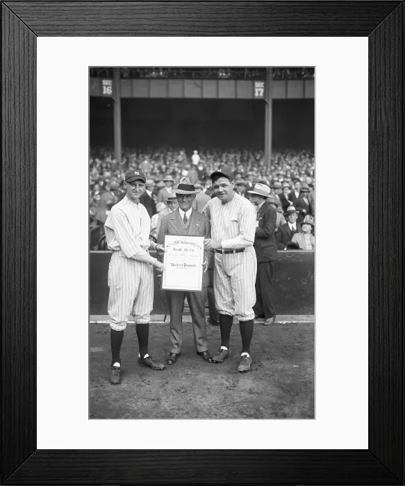 Framed Print : Babe Ruth with Herbert Pennock and George Daly Framed Print : Babe Ruth with Herbert Pennock and George Daly