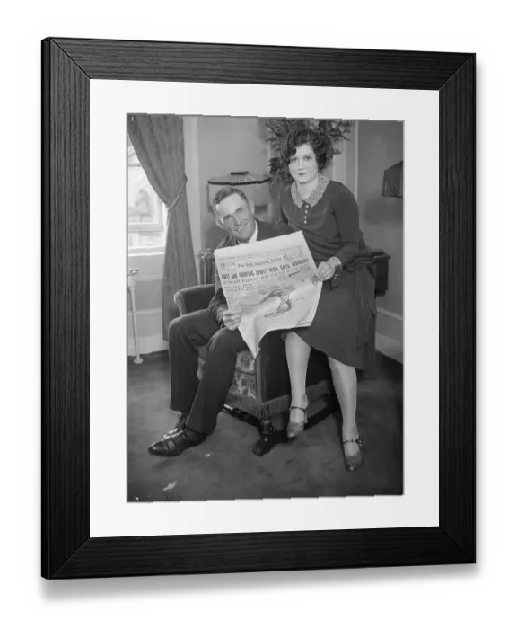 Framed Print : Baseball Legend Rogers Hornsby and Wife at Hotel Almanac