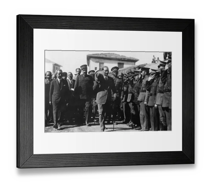 Framed Print : Ataturk Inspects Officers At A School Framed Print : Ataturk Inspects Officers At A School