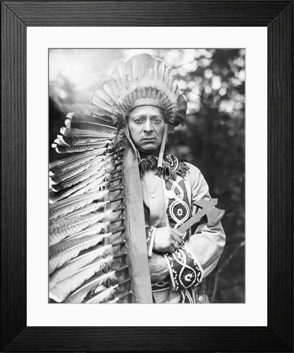 Framed Print : Grey Eagle Wearing Traditional Headdress Framed Print : Grey Eagle Wearing Traditional Headdress