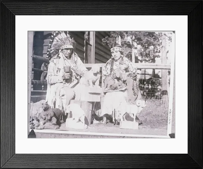 Framed Print : Native American Representatives with Native Artist at Work Framed Print : Native American Representatives with Native Artist at Work