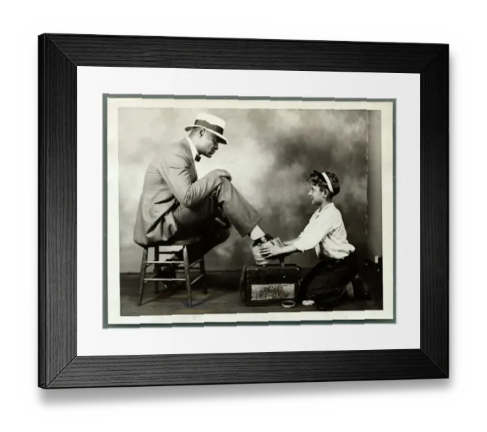 Framed Print : Boy Shining Harry Wills Shoes Framed Print : Boy Shining Harry Wills Shoes