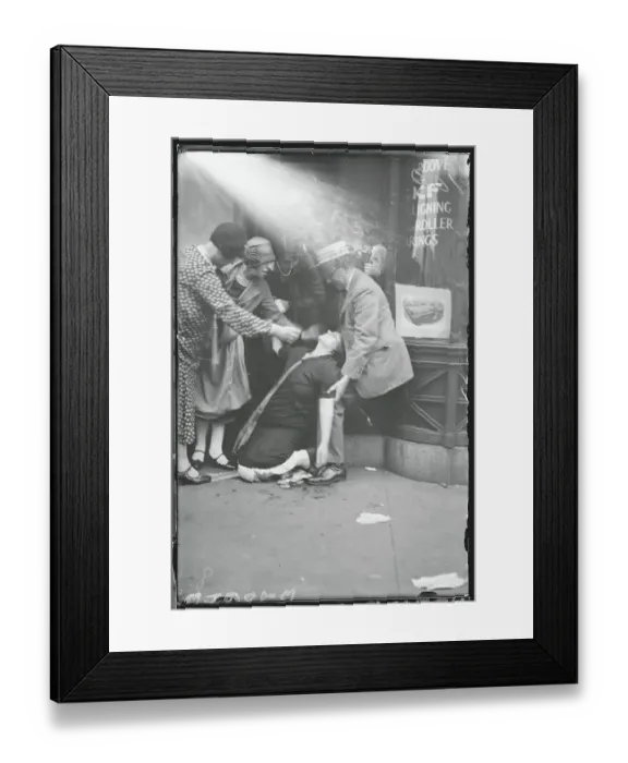 Framed Print : Onlookers Overseeing Overcome Woman Framed Print : Onlookers Overseeing Overcome Woman