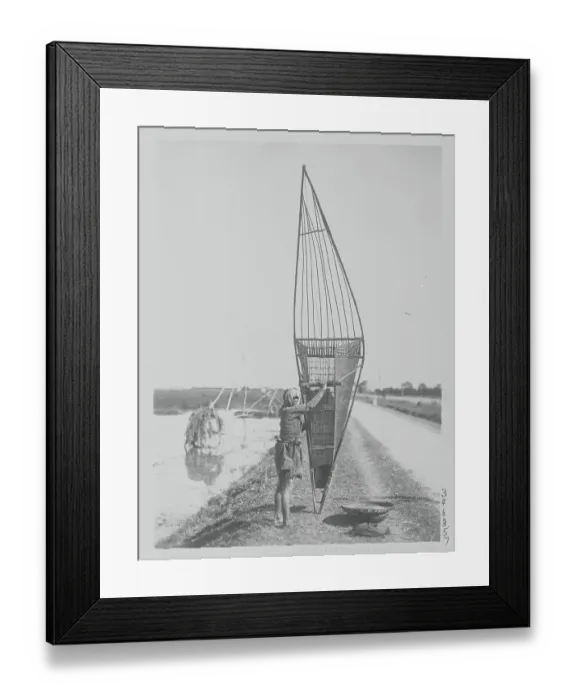 Framed Print : Fisherman. (Original Caption). Indochina: Photo shows a native fisherman Framed Print : Fisherman. (Original Caption). Indochina: Photo shows a native fisherman