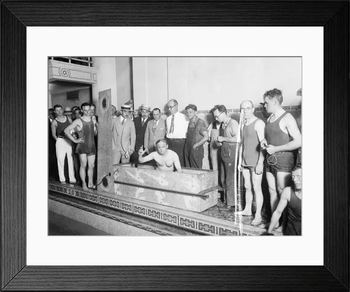 Framed Print : Harry Houdini In Casket Before Stunt Framed Print : Harry Houdini In Casket Before Stunt