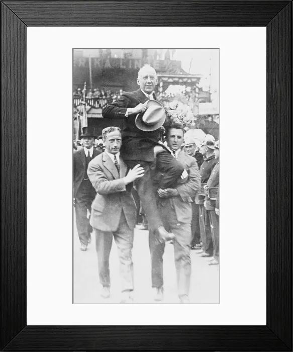 Framed Print : Roald Amundsen Sitting on Shoulders of Crew Members Framed Print : Roald Amundsen Sitting on Shoulders of Crew Members