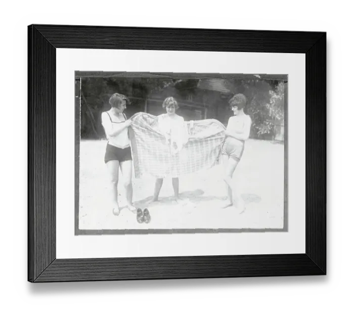 Framed Print : German Woman Dressing on Beach