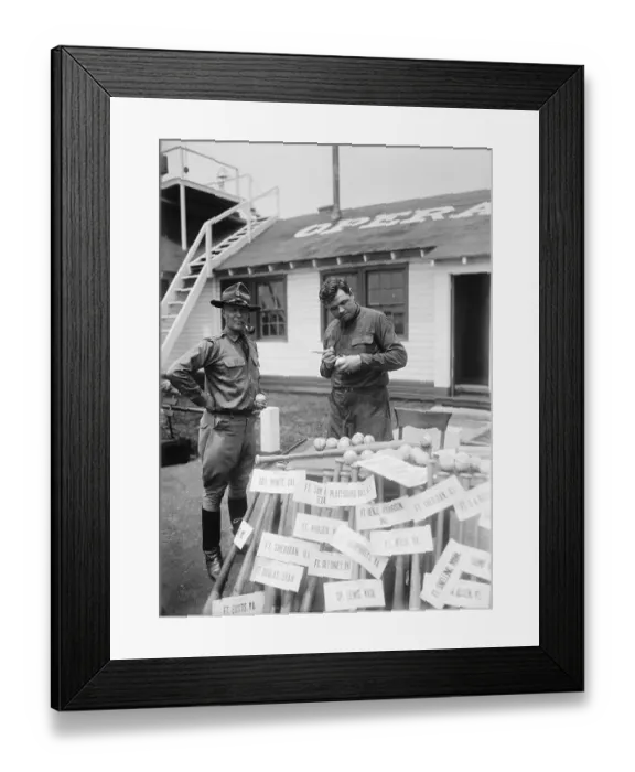 Framed Print : Babe Ruth and Benjamin D. Fulois Autographing Baseball Bats Framed Print : Babe Ruth and Benjamin D. Fulois Autographing Baseball Bats