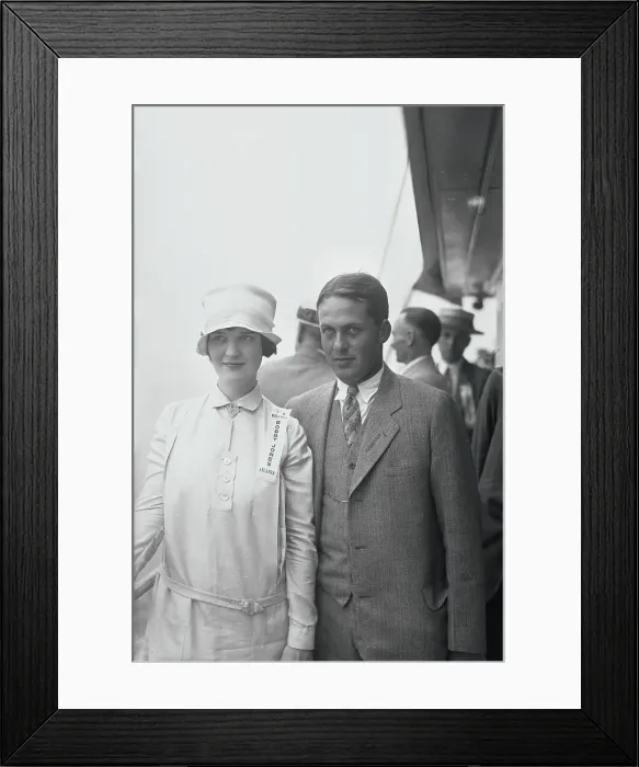 Framed Print : Golfer Bobby Jones and Wife Posing on Liner Framed Print : Golfer Bobby Jones and Wife Posing on Liner