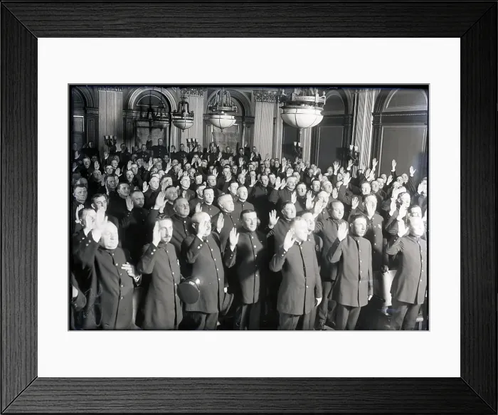 Framed Print : Patrolmen Taking The Oath As Sergeants Framed Print : Patrolmen Taking The Oath As Sergeants