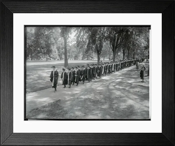 Framed Print : College Class Walking to Graduation Ceremonies