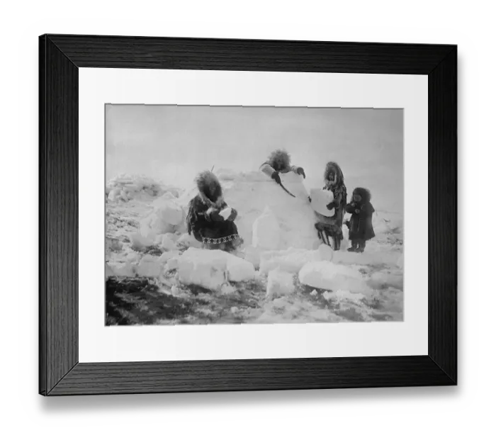 Framed Print : Eskimo Women Building A Snow Igloo Framed Print : Eskimo Women Building A Snow Igloo