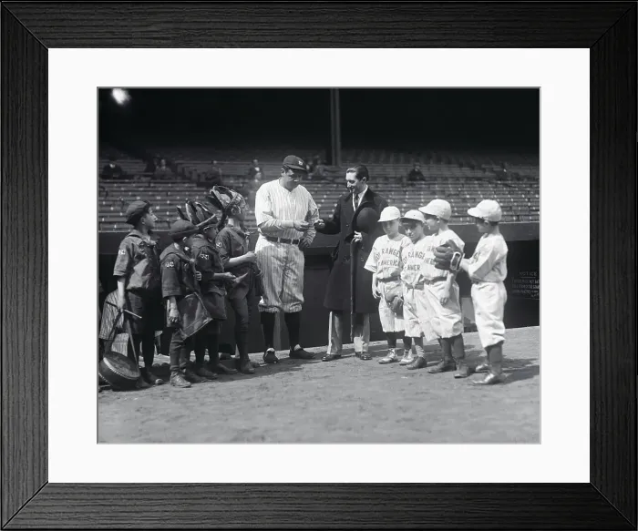 Framed Print : Babe Ruth and John Burke With Boy Rangers Framed Print : Babe Ruth and John Burke With Boy Rangers