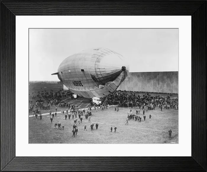 Framed Print : Crowd Helps Pull Norge Dirigible to Earth Framed Print : Crowd Helps Pull Norge Dirigible to Earth