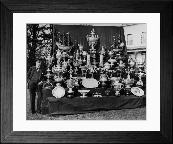 Framed Print : Sir Thomas Lipton Displaying His Trophies Framed Print : Sir Thomas Lipton Displaying His Trophies