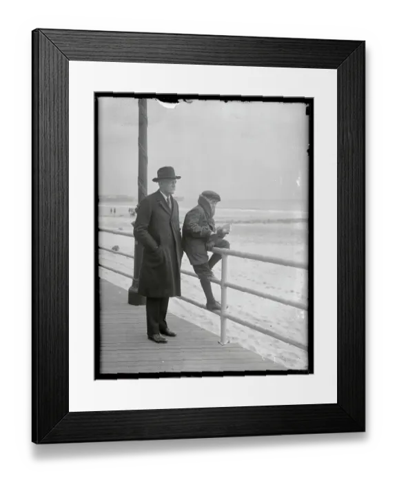 Framed Print : Gifford Pinchot on Boardwalk with His Son Framed Print : Gifford Pinchot on Boardwalk with His Son