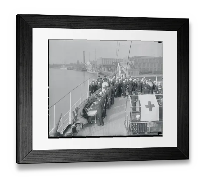 Framed Print : Navy Men Being Signed by Red Cross