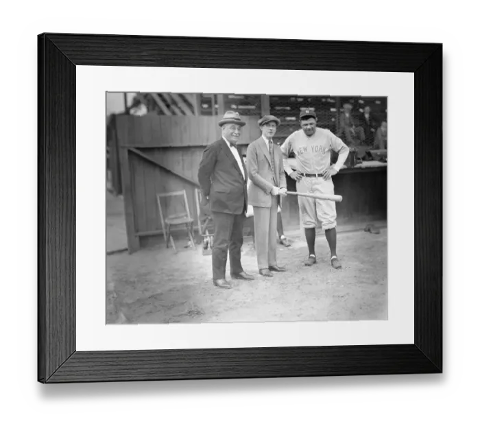 Framed Print : Babe Ruth with Politicians on the Field Framed Print : Babe Ruth with Politicians on the Field