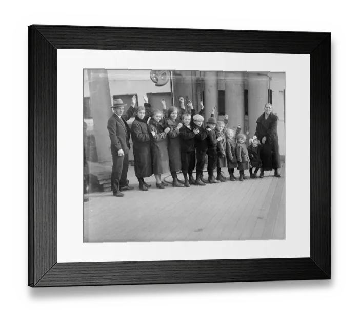 Framed Print : Ida Zahler and Her Eleven Children Arriving in America Framed Print : Ida Zahler and Her Eleven Children Arriving in America