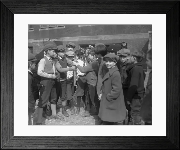 Framed Print : Children Choosing Sandlot Baseball Teams Framed Print : Children Choosing Sandlot Baseball Teams