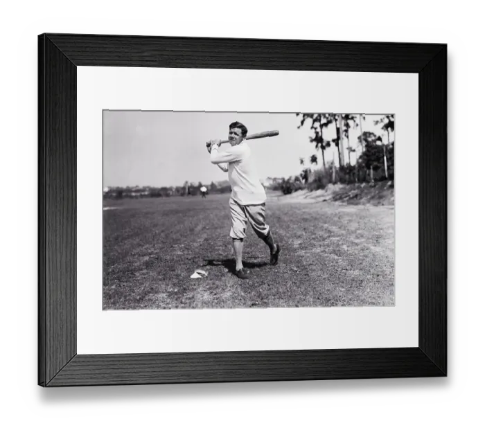 Framed Print : Babe Ruth Swinging Bat Framed Print : Babe Ruth Swinging Bat