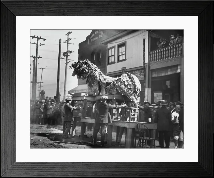 Framed Print : Ancient Lion Dance, Chinese New Year Framed Print : Ancient Lion Dance, Chinese New Year
