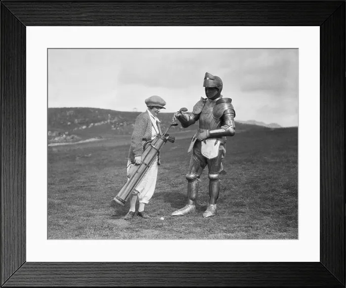 Framed Print : Golfer Irving C. Franklin Wearing Armor on The Green