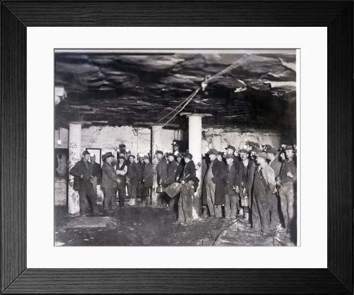 Framed Print : Miners Report to Work After Strike Framed Print : Miners Report to Work After Strike