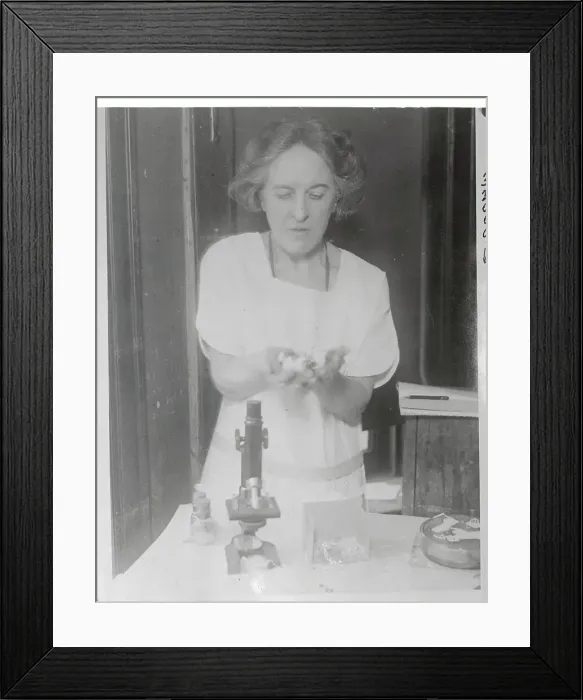 Framed Print : Portrait of Maude Slye Holding Mice Framed Print : Portrait of Maude Slye Holding Mice