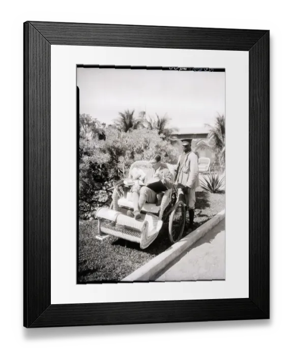 Framed Print : Irving Caesar Seateed In Cart, Writing Framed Print : Irving Caesar Seateed In Cart, Writing