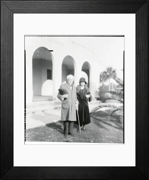 Framed Print : Mr. and Mrs. G. Harding Standing on Lawn While Wintering in Florida Framed Print : Mr. and Mrs. G. Harding Standing on Lawn While Wintering in Florida