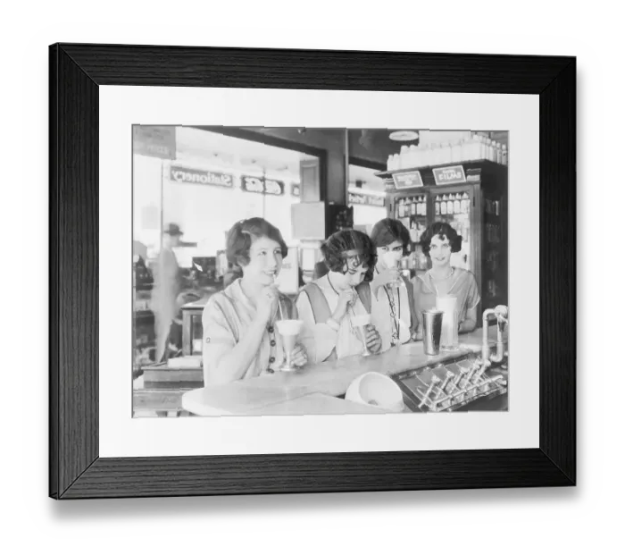 Framed Print : Flappers Drinking Milk Shakes Framed Print : Flappers Drinking Milk Shakes