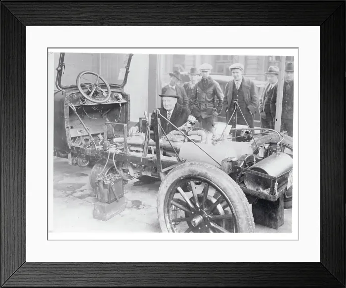 Framed Print : FE Kenney with His Auto Motor Operated by Compressed Air Framed Print : FE Kenney with His Auto Motor Operated by Compressed Air