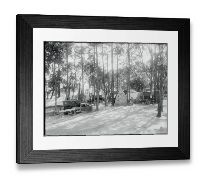 Framed Print : Tourists Camping in Woods Framed Print : Tourists Camping in Woods
