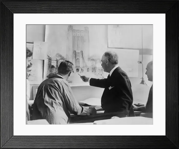 Framed Print : James Gamble Rogers Pointing at a Picture Framed Print : James Gamble Rogers Pointing at a Picture