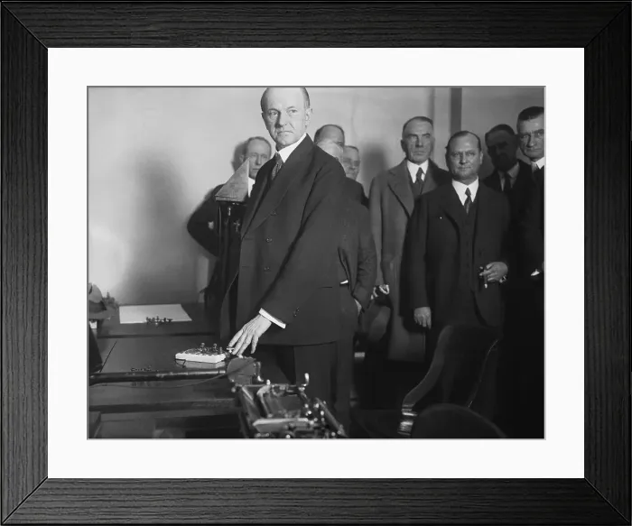 Framed Print : President Calvin Coolidge Starting International Trade Convention Framed Print : President Calvin Coolidge Starting International Trade Convention