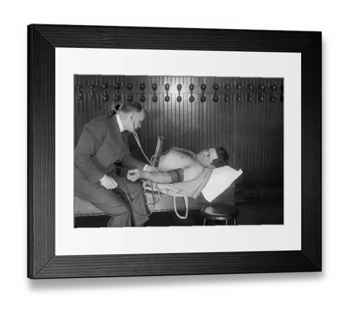Framed Print : Doctor Examining Babe Ruth Framed Print : Doctor Examining Babe Ruth