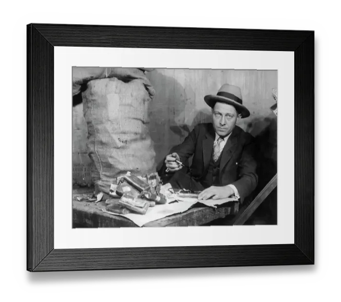 Framed Print : Customs Officer Examining Confiscated Narcotics Framed Print : Customs Officer Examining Confiscated Narcotics