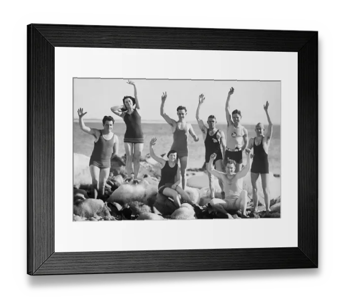 Framed Print : Polar Bear Club Members Posing on the Ice Framed Print : Polar Bear Club Members Posing on the Ice