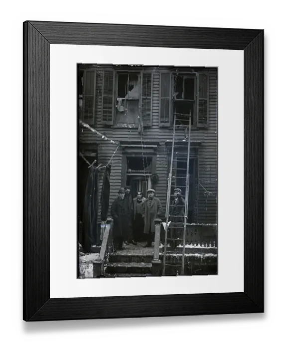Framed Print : Fireman Outside Exploded Building Framed Print : Fireman Outside Exploded Building