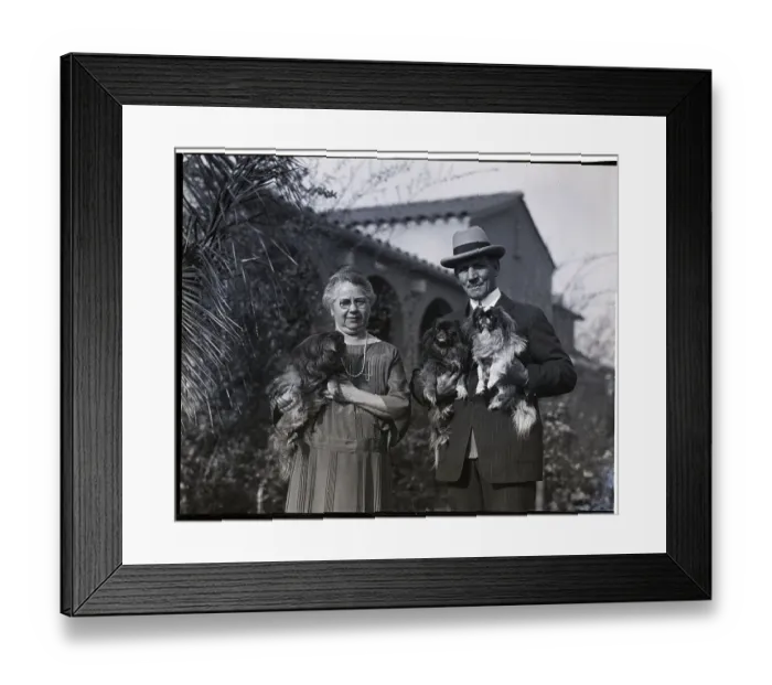 Framed Print : Mr. and Mrs. Tommy Ryan Hold Dogs Before Home Framed Print : Mr. and Mrs. Tommy Ryan Hold Dogs Before Home