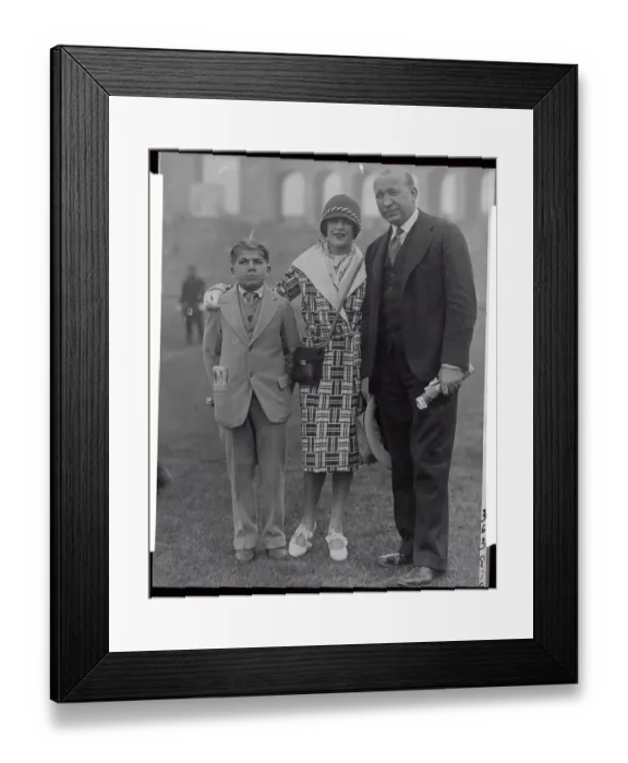 Framed Print : Portrait of Knute Rockne and Son with Actress Framed Print : Portrait of Knute Rockne and Son with Actress