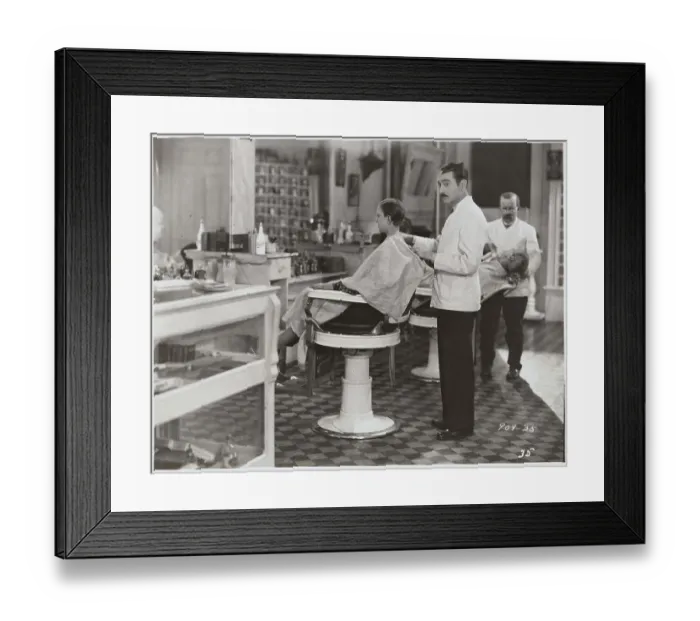 Framed Print : Adolph Menjou Playing Barber Framed Print : Adolph Menjou Playing Barber