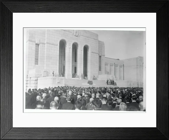 Framed Print : Citizens Attending Dedication of Building Framed Print : Citizens Attending Dedication of Building